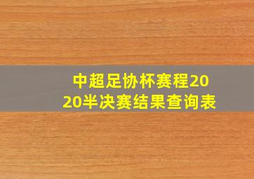 中超足协杯赛程2020半决赛结果查询表