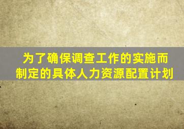 为了确保调查工作的实施而制定的具体人力资源配置计划