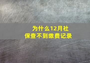 为什么12月社保查不到缴费记录