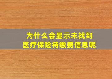 为什么会显示未找到医疗保险待缴费信息呢