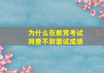 为什么在教育考试网查不到面试成绩