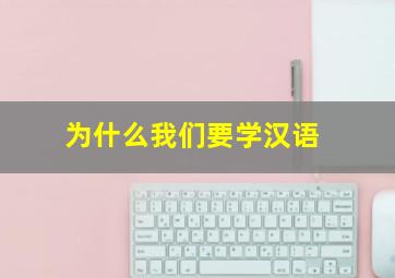 为什么我们要学汉语