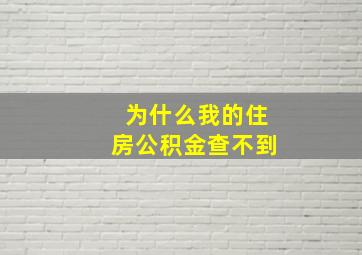 为什么我的住房公积金查不到