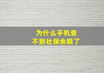 为什么手机查不到社保余额了