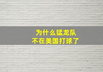 为什么猛龙队不在美国打球了