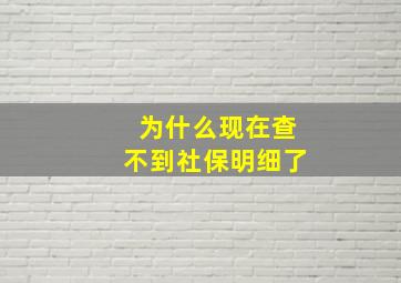 为什么现在查不到社保明细了