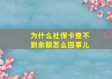 为什么社保卡查不到余额怎么回事儿