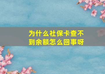 为什么社保卡查不到余额怎么回事呀