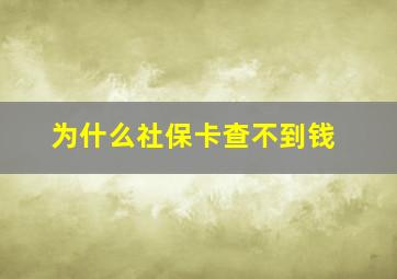 为什么社保卡查不到钱