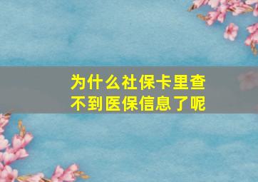 为什么社保卡里查不到医保信息了呢