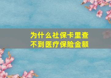 为什么社保卡里查不到医疗保险金额