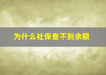 为什么社保查不到余额