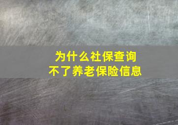 为什么社保查询不了养老保险信息