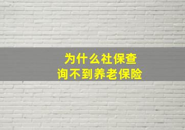 为什么社保查询不到养老保险