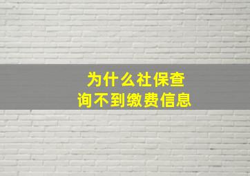 为什么社保查询不到缴费信息