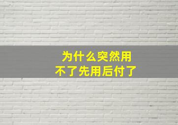 为什么突然用不了先用后付了