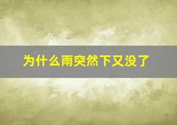 为什么雨突然下又没了