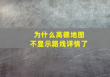 为什么高德地图不显示路线详情了