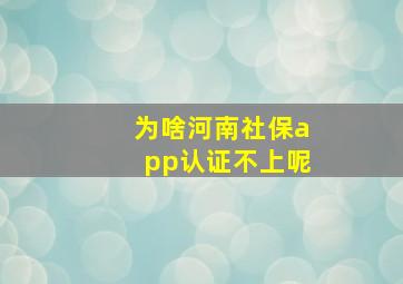 为啥河南社保app认证不上呢