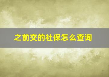 之前交的社保怎么查询