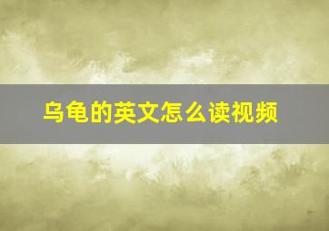 乌龟的英文怎么读视频