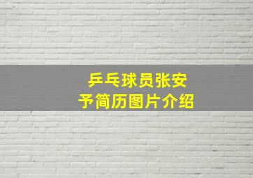 乒乓球员张安予简历图片介绍