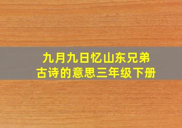 九月九日忆山东兄弟古诗的意思三年级下册