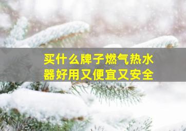 买什么牌子燃气热水器好用又便宜又安全