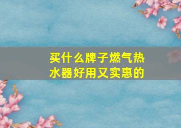 买什么牌子燃气热水器好用又实惠的