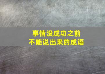 事情没成功之前不能说出来的成语