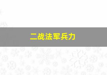 二战法军兵力