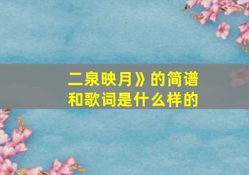 二泉映月》的简谱和歌词是什么样的