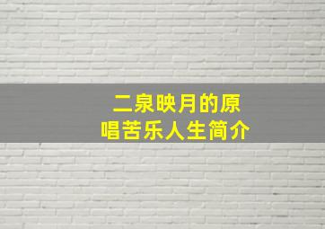 二泉映月的原唱苦乐人生简介