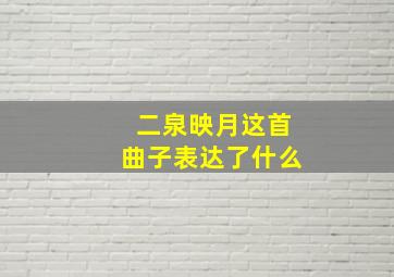 二泉映月这首曲子表达了什么