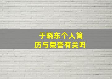 于晓东个人简历与荣誉有关吗