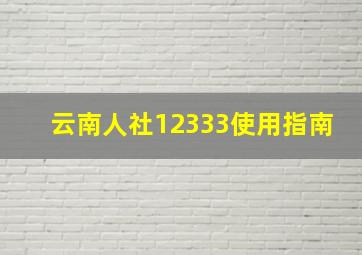 云南人社12333使用指南