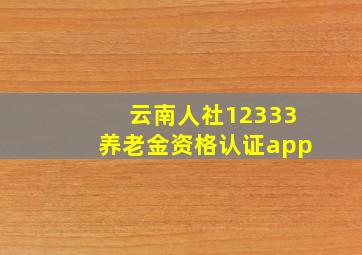 云南人社12333养老金资格认证app