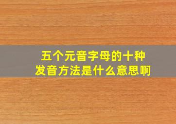 五个元音字母的十种发音方法是什么意思啊