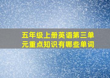 五年级上册英语第三单元重点知识有哪些单词