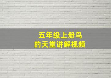 五年级上册鸟的天堂讲解视频