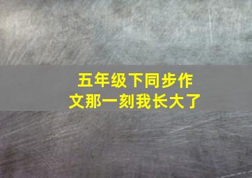 五年级下同步作文那一刻我长大了