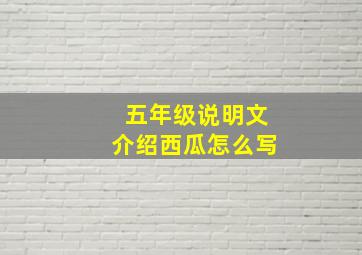 五年级说明文介绍西瓜怎么写