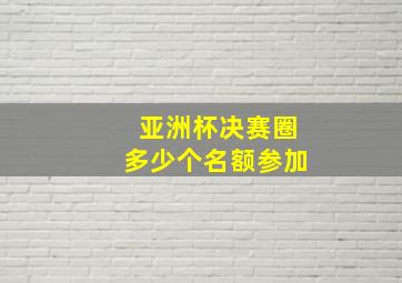 亚洲杯决赛圈多少个名额参加