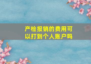 产检报销的费用可以打到个人账户吗