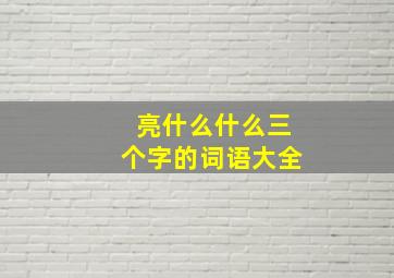 亮什么什么三个字的词语大全