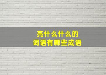 亮什么什么的词语有哪些成语