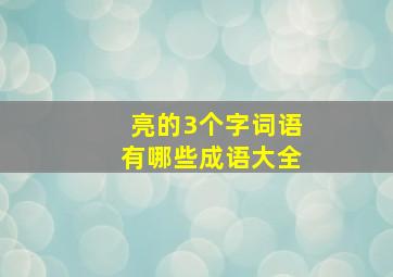 亮的3个字词语有哪些成语大全