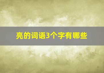 亮的词语3个字有哪些