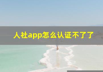 人社app怎么认证不了了