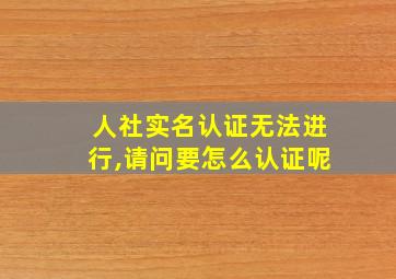 人社实名认证无法进行,请问要怎么认证呢